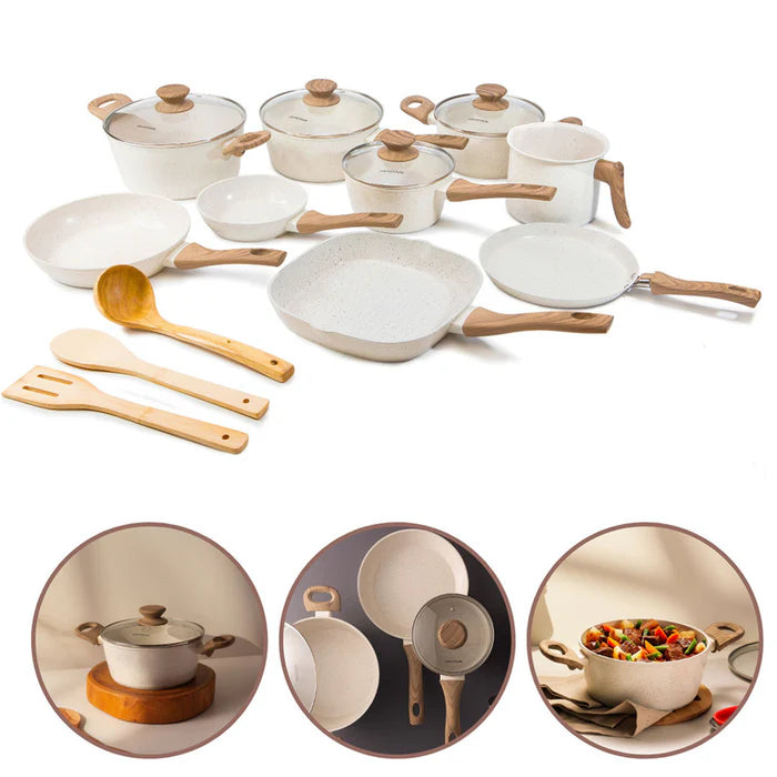 Kit Cozinha dos Sonhos: 9 Panelas Ceramica + 13 Utensílios de Brinde